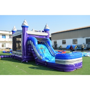 Castillo Inflable Comercial con Tobogán Acuático y Piscina, con Pancarta Extraíble para Alquiler - Product Image 1