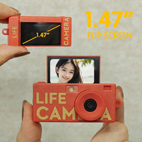 Cámara Mini Portátil con Forma de Llavero, Pantalla Abatible con Patrones Personalizables, 1080P, Sensor CMOS Tipo Botón, Grabación de Video con Tarjeta de Memoria