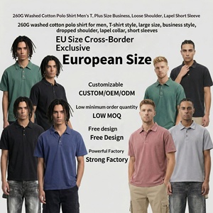 Camiseta de algodón peinado sólido estilo retro americano de marca de moda, con hombros descubiertos y solapa holgada, personalizada, lavada, estilo viejo, para hombre y mujer, 260. - Product Image 3