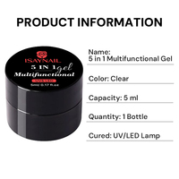 Gel UV professionnel multifonctionnel 5 en 1 pour extensions d'ongles, gels durs transparents