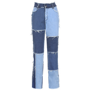 Color Block High Waist Flare Jeans mit Taschen Streetwear <span class=keywords><strong>Sexy</strong></span> Damen hose Bell <span class=keywords><strong>Bottoms</strong></span> Denim Jean Pants - Product Image 3