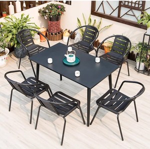 Juego de <span class=keywords><strong>Mesa</strong></span> <span class=keywords><strong>y</strong></span> <span class=keywords><strong>Sillas</strong></span> de Jardín de Plástico <span class=keywords><strong>PVC</strong></span> con Estructura Metálica Moderna para Restaurante, Patio, Hotel, Cafetería, Venta al Por Mayor - Product Image 1