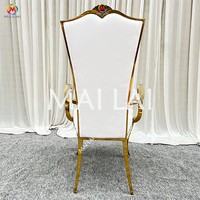 Mobilier Événementiel Fauteuil Trône en Acier Inoxydable Doré avec Accoudoirs pour Mariage