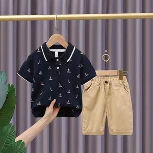Ensemble d'été en coton pour garçons, t-shirt à manches courtes et short, idéal pour le quotidien des enfants, respirant et décontracté, lot <span class=keywords><strong>de</strong></span> 2 pièces - Product Image 4