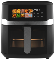 Friteuse à air numérique grande capacité 8L 1800W, cuisson saine sans huile avec écran tactile LED et fenêtre visible, finition noir mat