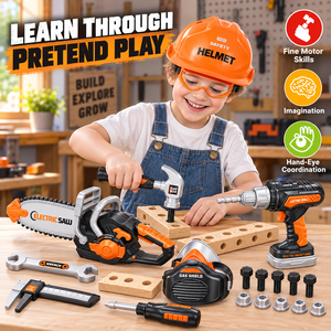 EPT - Juego de Herramientas para Niños de 32 Piezas con Taladro Eléctrico, <span class=keywords><strong>Motosierra</strong></span>, Casco y Accesorios de Construcción para Edades de 3 a 8 Años - Product Image 5