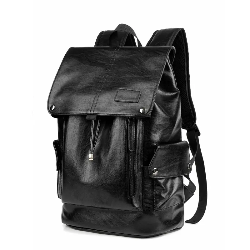 Factory OEM Men Backpack Leather School Backpack Bag Fashion Waterproof Travel Bag Casual Leather Book bag