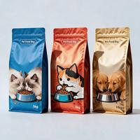 Pochette alimentaire pour chat avec illustration de chat de bande dessinée imprimée sur mesure, 8 scellages, fermeture éclair refermable, BOPP/AL/PE pour protection, format plat