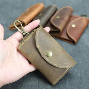 Porte-clés en cuir Crazy Horse fait main Andong, porte-cartes, emplacements pour cartes, porte-clés en cuir de vache véritable, portefeuille de poche, sac à main rétro pour homme - Product Image 5
