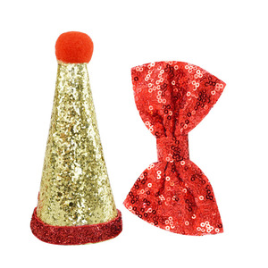 Gorro y Collar de Cumpleaños para Mascotas con Lazo de Lentejuelas de Color Sólido, Material de Tela, Talla Pequeña para Perros, Accesorios para Mascotas - Product Image 6
