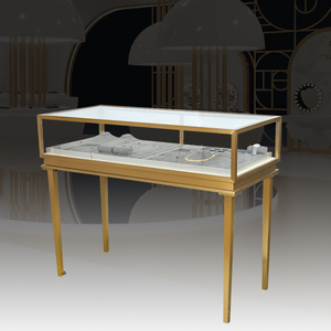 Mostrador <span class=keywords><strong>de</strong></span> Exhibición <span class=keywords><strong>de</strong></span> Joyería Sundo, Estilo Moderno, Dorado, con Espejo Cuadrado <span class=keywords><strong>de</strong></span> <span class=keywords><strong>Vidrio</strong></span>, Iluminación LED, <span class=keywords><strong>para</strong></span> Tienda <span class=keywords><strong>de</strong></span> Joyería - Product Image 1