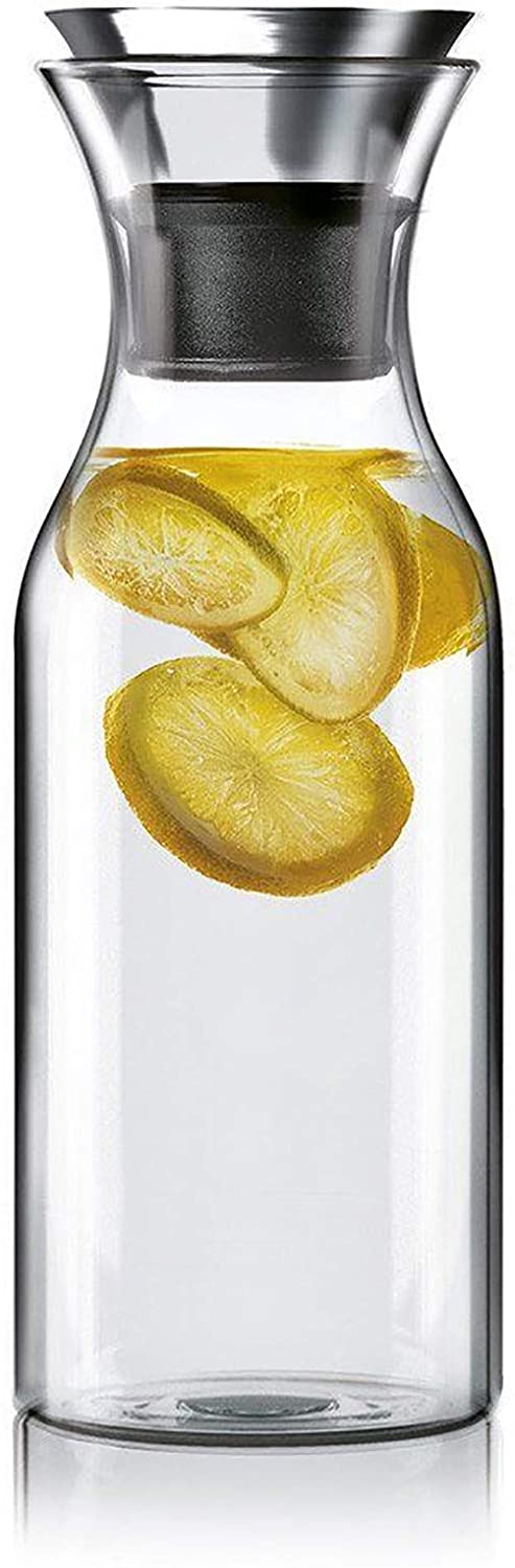 35 Oz Glass Carafe with Stainless Steel Silicone Flip-top Lid Glass Water Pitcher Fridge Ice Tea Maker