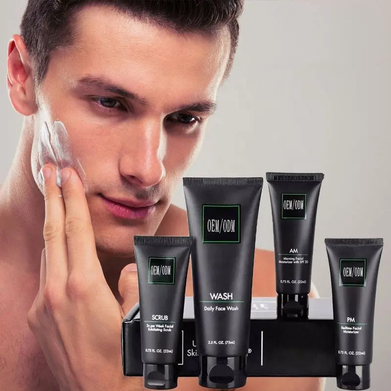 OEM/ODM Private Label Organic Korean Facial Anti Acne SkinCare Set Whitening Brightening Moisturizing Repair Men Skin Care Set