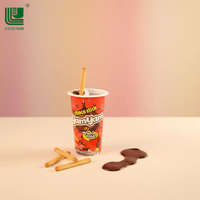 Biscuits en bâtonnets enrobés de chocolat noir, certifiés Halal, personnalisés OEM, imprimés de dessins animés, pour la vente en gros