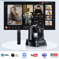 Cámara de Conferencia PTZ Inalámbrica 5.8G con IA y Seguimiento Automático, Zoom Óptico 20X, Cámara de Transmisión USB para Conferencias, Educación e Iglesias