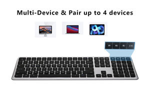 คีย์บอร์ดไร้สายแบบ Ergonomic ขนาดเต็ม ดีไซน์โค้ง รองรับโหมดคู่ ชาร์จซ้ำได้ พร้อมแป้นตัวเลข เชื่อมต่อบลูทูธ - Product Image 3