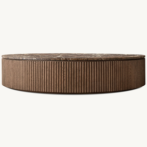 Emperador Solid Wooden Marble <strong>Top</strong> <strong>Round</strong> Coffee <strong>Tables</strong> for Living Room - Product Image 5
