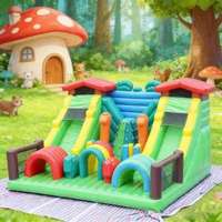 Château gonflable à thème girafe de safari populaire en Europe, toboggan gonflable pour enfants, matériau PVC 0,55 mm, capacité 500 kg, souffleur facile
