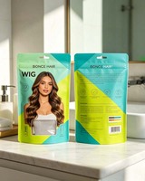 Sacs d'emballage personnalisés en plastique mat transparent à fermeture éclair pour extensions de cheveux, avec logo personnalisé, pour perruques et mèches de cheveux