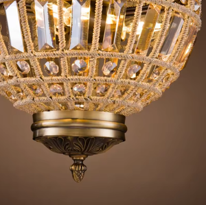 Nouveau design de lampes suspendues à haut plafond, grand lustre décoratif de luxe en bronze avec perles de cristal LED - Product Image 4