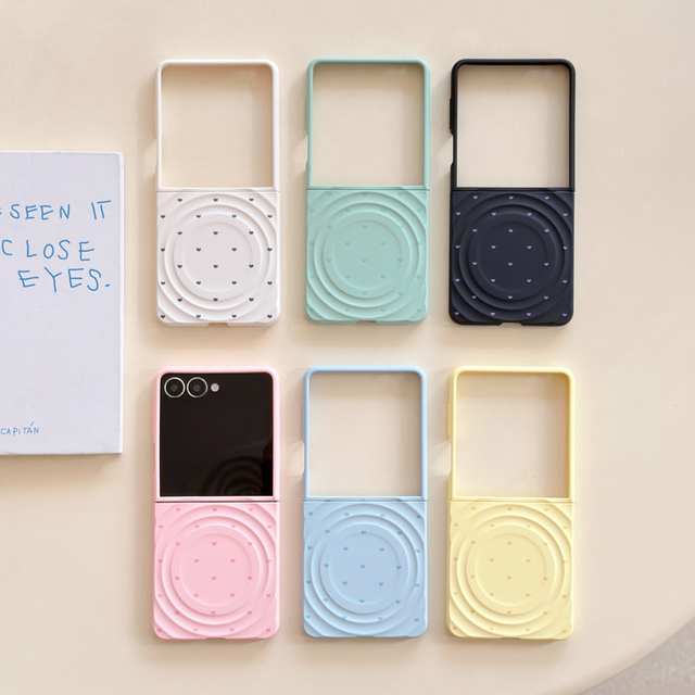 New Korean Ins Simple Heart Ripple Magnetic Phone case for Samsung Z Flip8 Z Flip7 Z Flip6 Z Flip5 W25 Flip Matte Skin Feel