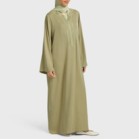 Robe Maxi Musulmane Personnalisée pour Femmes Couleur Unie Ramadan EID Abaya Vêtements Islamiques Robe Modeste