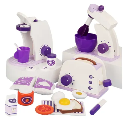 Brinquedo de cozinha de madeira, crianças brinquedo de cozinha de faz de conta, liquidificador, utensílio para brincar de pão, brinquedo educacional montessori