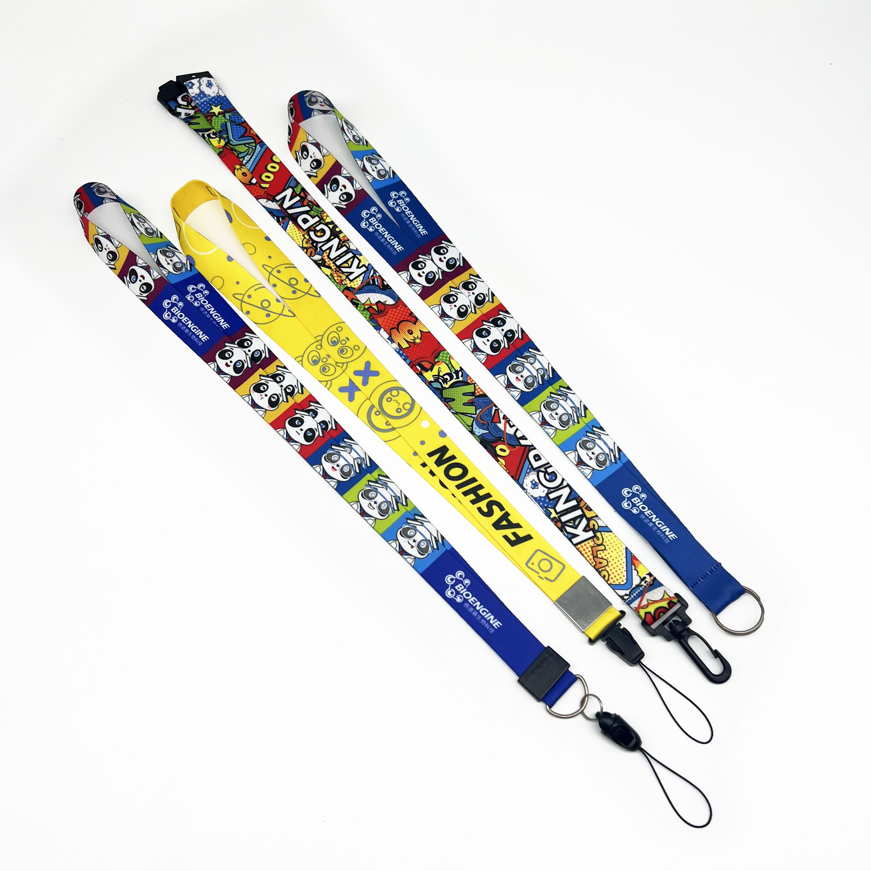 Promotional Plain Nylon Satin Woven Mobile Phone Neck Strap Blank Sublimation Printing Polyester Lanyard with Logo Custom