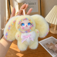 Pendentif lapin en peluche vinyle à grandes oreilles, breloque de sac, accessoire, porte-clés, cadeau