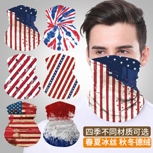 Calentador de cuello para ciclismo con bandera americana, máscara facial transpirable de seda helada, protección solar deportiva unisex - Product Image 5