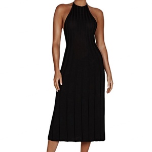 Vestidos Midi Negros Sexys de Moda con Escote en la Espalda para Mujer, al por Mayor, Personalizados, OEM, de Alta Calidad, Nueva Llegada - Product Image 1