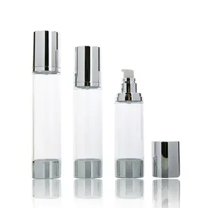 Argento vuoto 80ml 100ml 120ml cosmetico di atomizzazione elettrolitica pompa per lozione Spray senz'aria