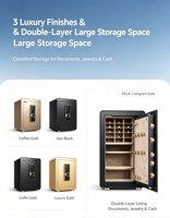 Caja Fuerte Inteligente con Huella Dactilar, Contraseña Digital, Gabinete de Seguridad Antirrobo, Armario Oculto para Guardar Objetos de Valor en Casa u Oficina, D-45FS