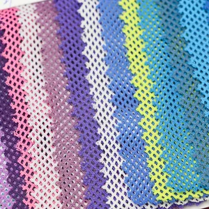 Fashion Colorful 100 Polyester Net Knitted Dyed Sports Suit Lace Mesh Fabric For Clothing