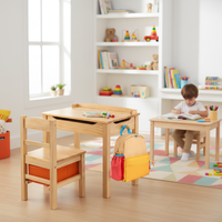 Ensemble de bureau et de chaise d'étude en bois pour enfants, utilisation multi-scènes pour l'école et la maison, table d'apprentissage avec fonction de rangement