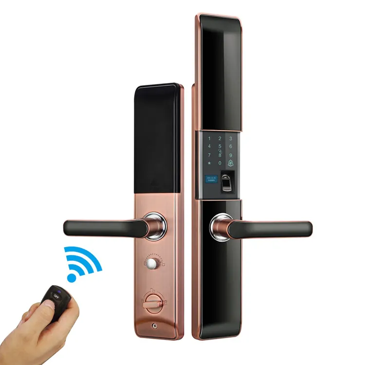 oem main door smart lock home electronic locks dool remote control for front Fingerprint doorlock Locker with USB Charging Black
