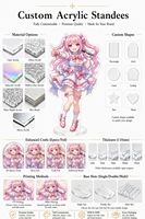 Standee Akrilik Anime Custom UV Printing dengan Epoxy Dome Relief, Slot Tunggal, Figur Akrilik, Hadiah untuk Penggemar Karakter Anime