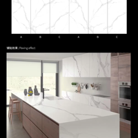 Dessus de vanité Pierre frittée Quartz Pierre artificielle Dessus blanc Feuille de marbre Acrylique Surface solide Dalles de granit Comptoir de cuisine