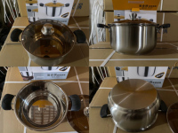 Marmite à soupe coréenne en acier inoxydable épaissi, non magnétique, compatible induction, à double anse, avec couvercle en verre visible, pour fondue et nouilles