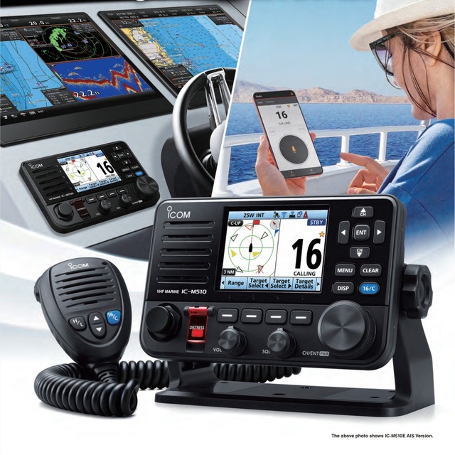 Icom IC-M510E-AIS VHF Marine Transceiver | 25W GPS/DSC/AIS | EVO Series Fixed-Mount Radio for Marine Communication