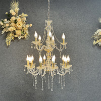Lustre en acrylique de luxe européen, grand modèle transparent à 10 lumières LED, luminaire suspendu moderne pour mariage, hôtel, salon, entrée, hall d'entrée