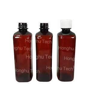 Honghu H-01 28/400mm White Screw Top Amber Tris Bottle-473ml PET Medicine Packaging New Brand 16oz Blue Label High-Necked Square - Product Image 4
