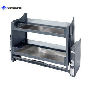 Alandwares GDB-600 Customised Modern High Gloss Aluminum Alloy Tempered Glass Multi-Function <strong>Pull</strong> <strong>Basket</strong> Spice Rack for <strong>Kitchen</strong> - Product Image 1