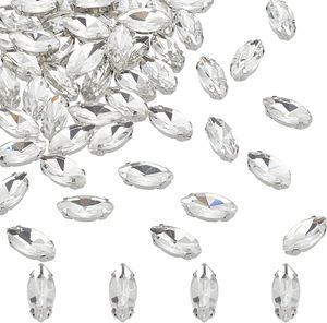 MAYJOYDIY Pcs Sew On Horse Eyes <b>Crystal</b> Rhinestone Inch <b>Crystal</b> Flatback Glass Rhinestone Faceted Gems With Silver Claw Sewing F - Product Image 1