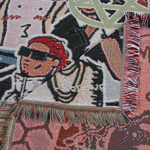 Couverture de jet de tapisserie tissée d'anime fantastique personnalisée par jacquard de gland de polyester de coton personnalisé - Product Image 4