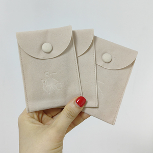 Bolsa de Embalaje de Joyería de Terciopelo con Solapa de Lujo y Botón a Presión, Bolsa de Microfibra con Logotipo Personalizado - Product Image 2