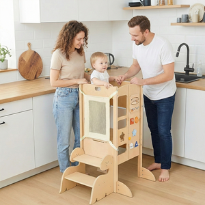 Torre <span class=keywords><strong>de</strong></span> aprendizaje Montessori plegable <span class=keywords><strong>de</strong></span> madera <span class=keywords><strong>de</strong></span> bambú para niños, ayudante <span class=keywords><strong>de</strong></span> <span class=keywords><strong>cocina</strong></span> con pizarra, taburete seguro, venta al por mayor, personalizado - Product Image 2