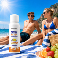 Spray solaire SPF 50 Protection UVA/UVB Résistant à l'eau 80 min Résistant à la transpiration Sans effet blanchâtre Non collant pour peaux sensibles