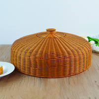 Imitation von Rattan im chinesischen Stil, Esstisch, rund, groß, für Lebensmittel, multifunktional, staubdicht, mückensicher, dekorative Abdeckung