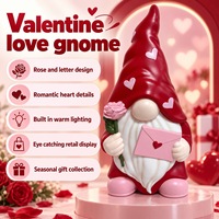Figurine de gnome romantique illuminée avec accents de cœur en forme d'enveloppe scellée, cadeau saisonnier, achat en gros, exportateur d'usine, fournisseur